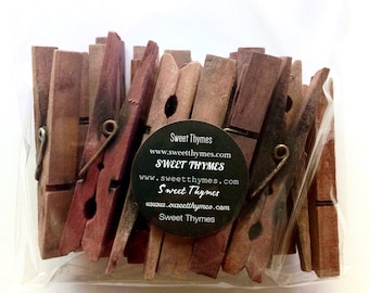 Clothespins 25 Bulk Wine Stained Wedding Decoration Rustic Home Decor Photo Display Place Card Holder