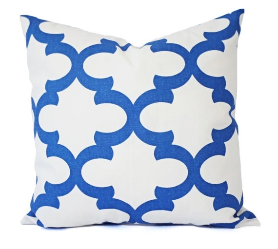 Two Blue Throw Pillows Quatrefoil Decorative Pillow Covers