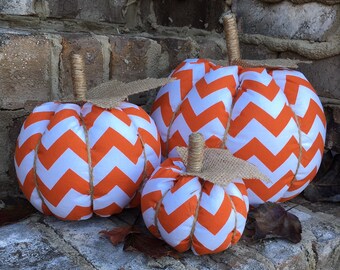 Fall Fabric Pumpkin. Halloween Fabric Pumpkin. Fall Pumpkin Decor. Thanksgiving Pumpkin Decor. Chevron Fabric Pumpkins.