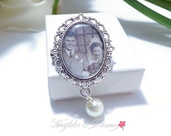 Memorial Photo Brooch, Wedding Brooch, Photo Jewellery, Memorial Jewellery, Wedding Keepsake, Photo Pin, UK, 18x25mm Photo