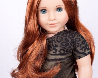 Made to order Custom OOAK blue eyes Marie Grace American Girl Doll 18'' with red color American Girl doll wig, nude doll