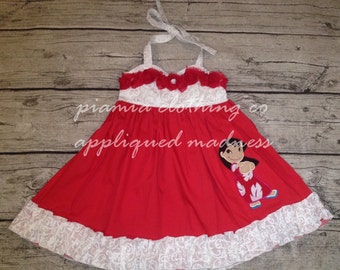 Disney Inspired Appliqued Lilo & Stitch Lilo Embellished Sweetheart Halter Dress sizes 6 months - 16