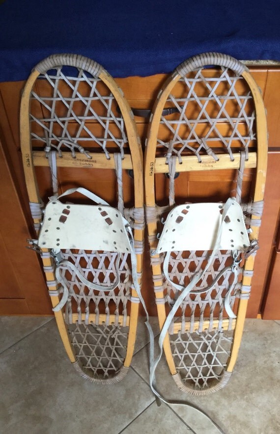 Vintage Vermont Tubbs Wood and leather Snowshoes