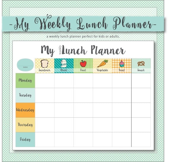 My Weekly Lunch Planner // a weekly menu planner for kids or