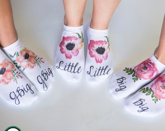 Floral Big Little G-Big Sorority Socks - Big Little Sorority Socks - Big Little Gift Idea - Sorority Gifts - no-show socks sold by the pair