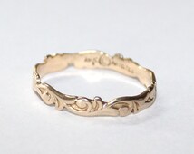 hawaiian wedding ring silver raised scroll