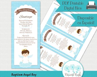 Bautismo Angel niño oración imprimibles / tarjeta / marcador / Oración / Recuerdo Bautizo Niño