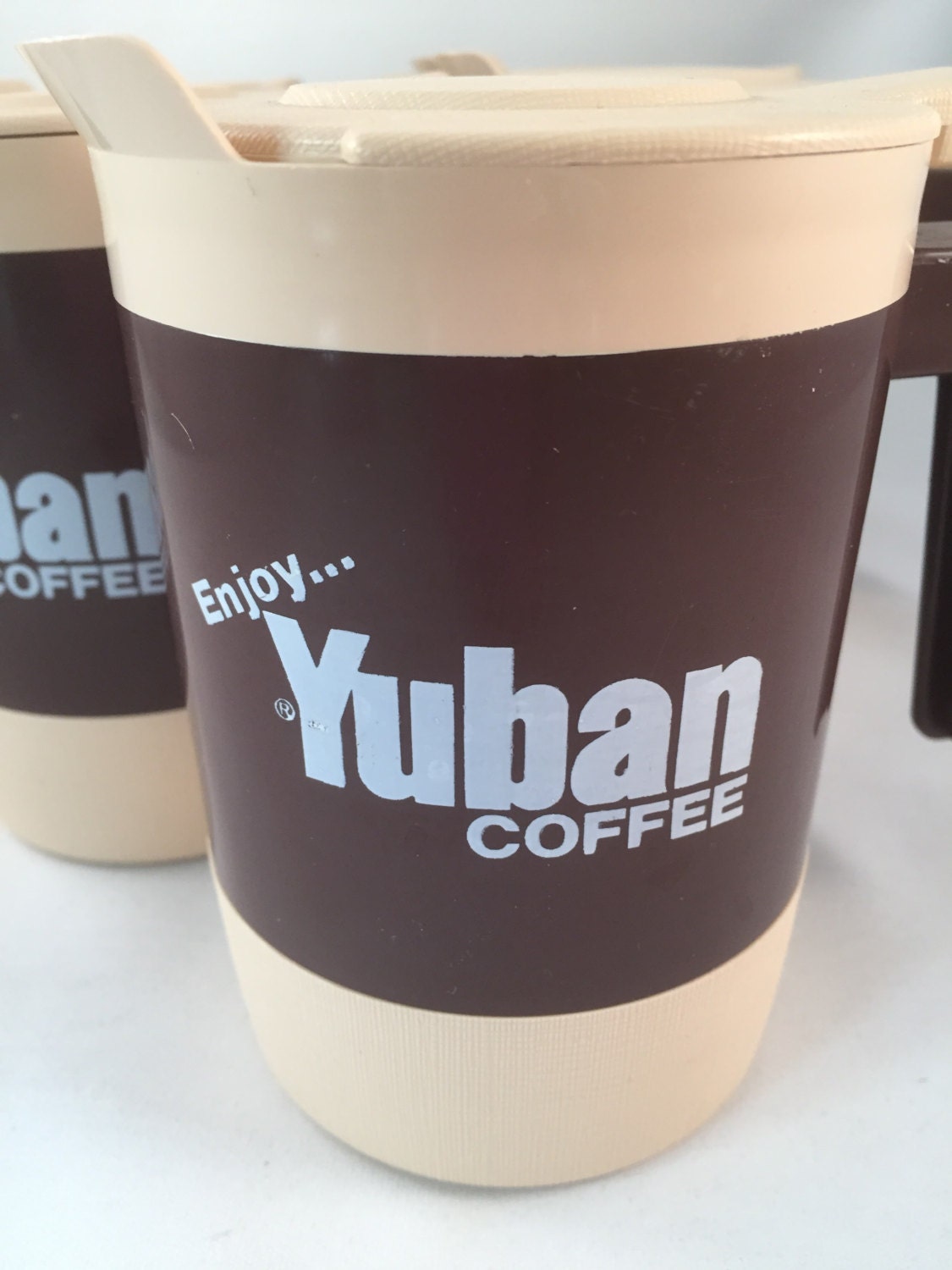 Large Yuban Coffee Traveling Mug with Flip Top Vintage Travel