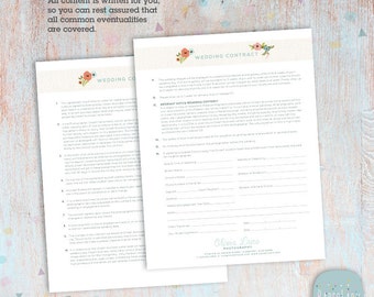 Wedding Photography Contract Template - Photoshop Download - NG025 - INSTANT Download