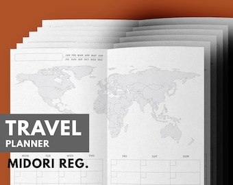 Travel Planner Printable, Travel Journal, Vacation Planner, Midori Insert, Midori Refill, Travel Itinerary, Midori Traveler's Notebook