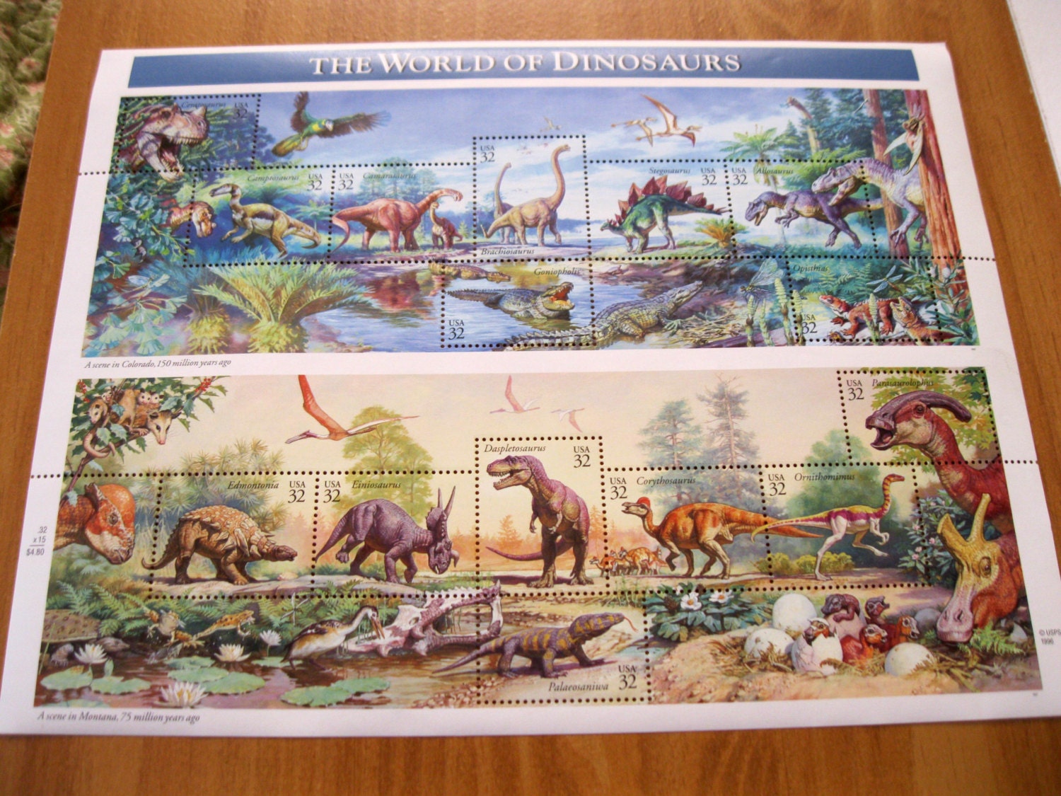 The World of Dinosaurs Stamps Vintage Stamp Sheets Vintage