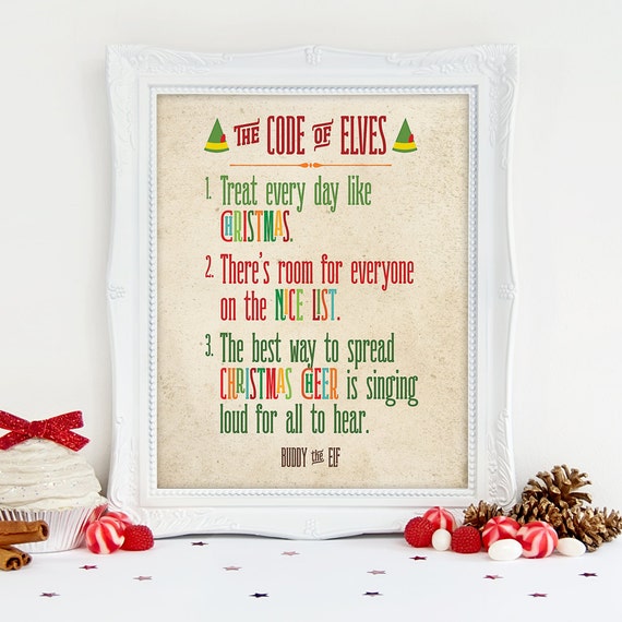 Buddy the Elf The Code of Elves Printable Art Christmas