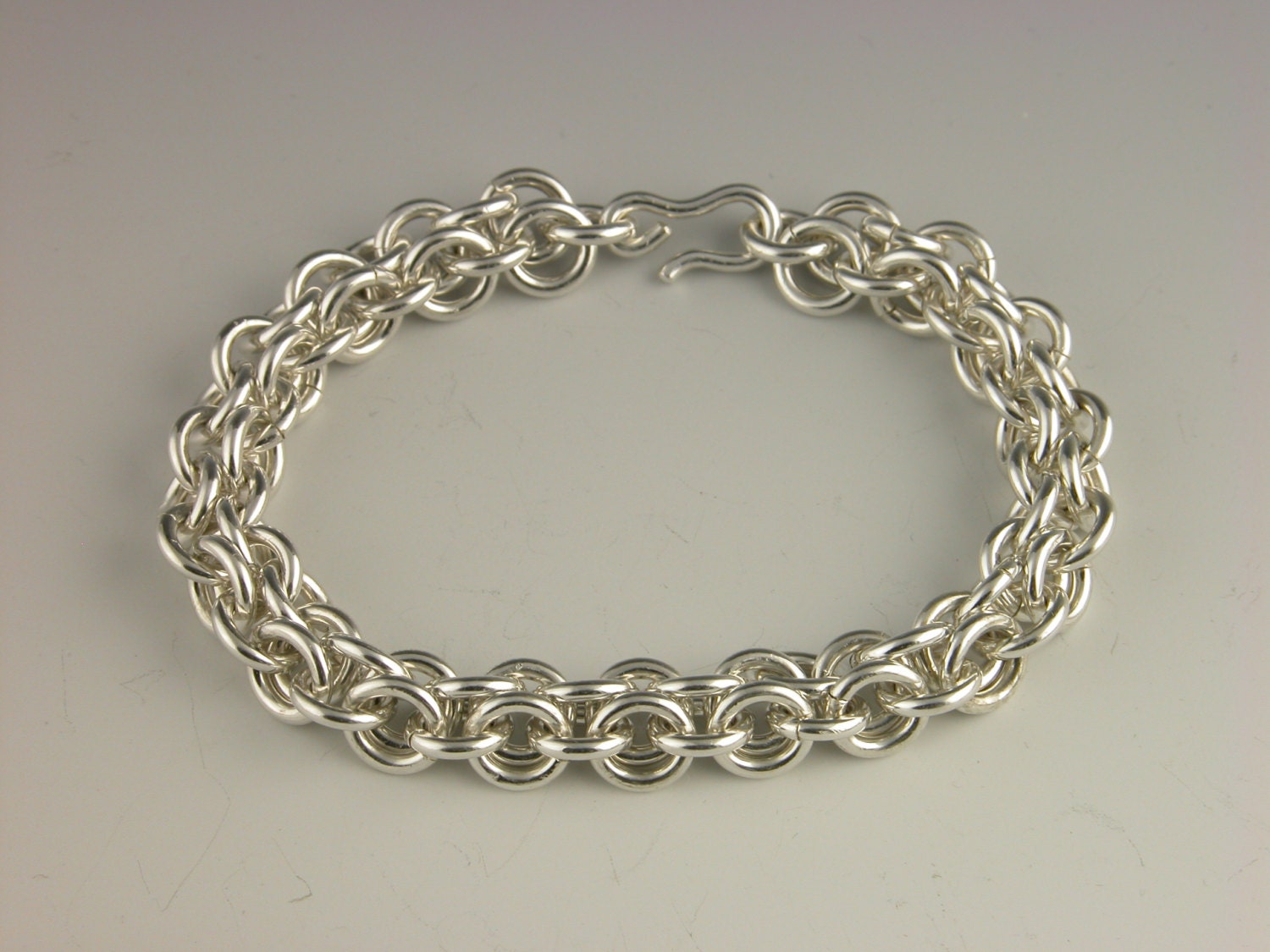 Sterling Silver Heavy Chain Mail Bracelet 8 by AdornmentbyKate