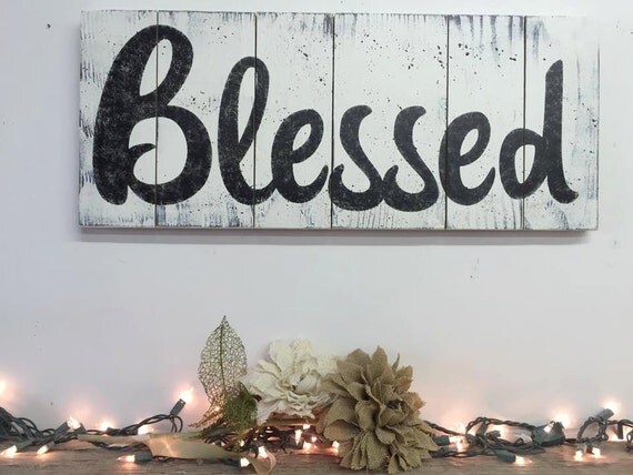 Blessed Pallet Sign Distressed Wood Sign Thanksgiving Wall Art