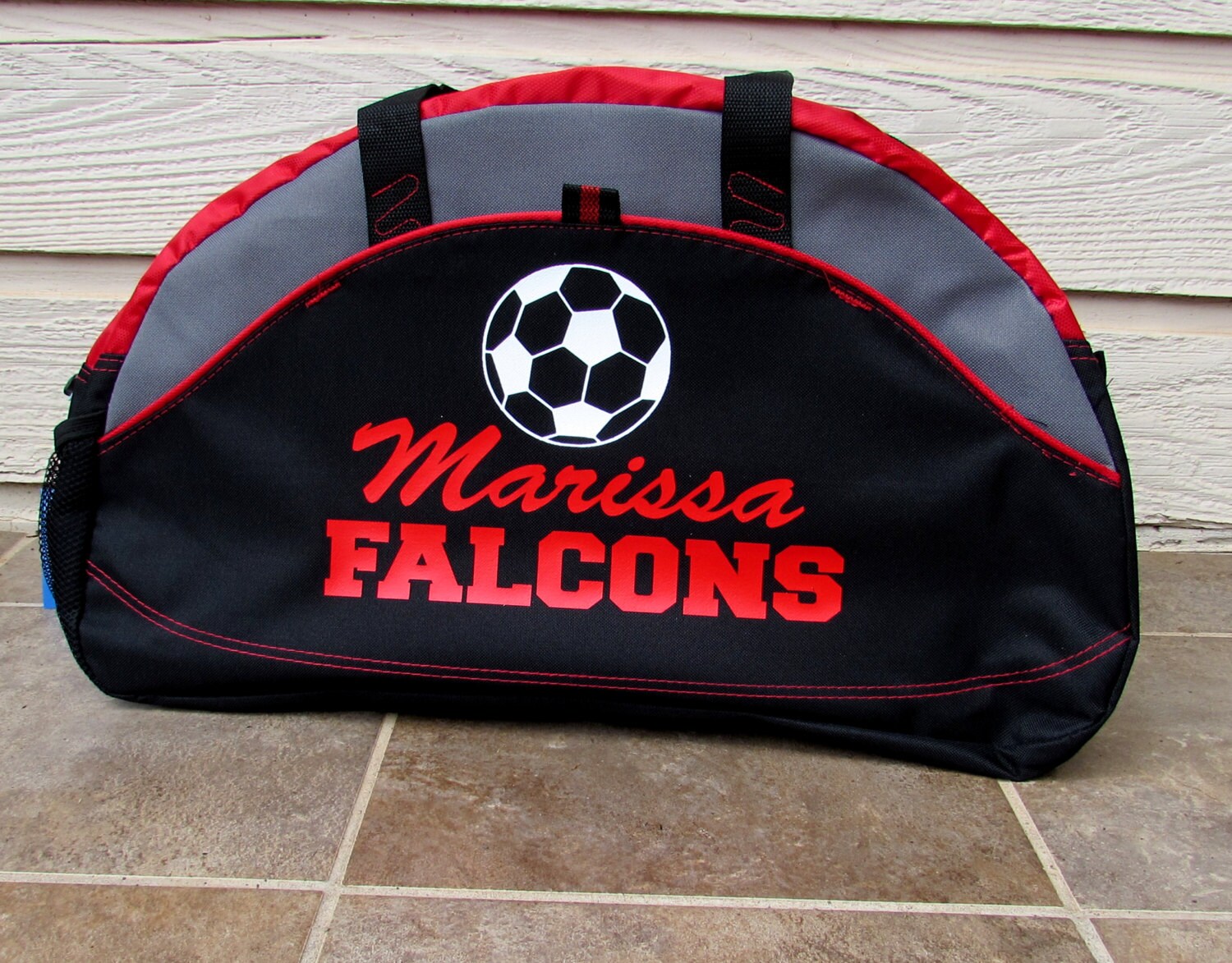 Custom SOCCER Duffle Bag in Red Blue Black or NEON Lime with