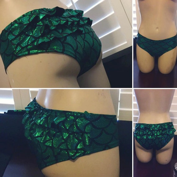 Green Mermaid ruffle bottom panties by HeroandVillainDesign