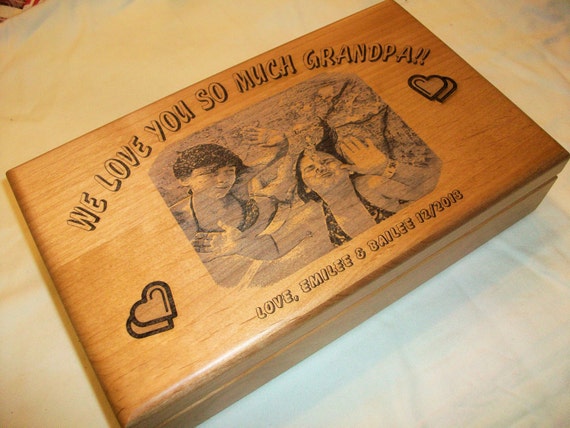 Wooden Keepsake Box Photo Engraved Personalized Keepsake Box