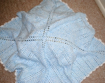 Baby Blue Baby Afghan with White Trim