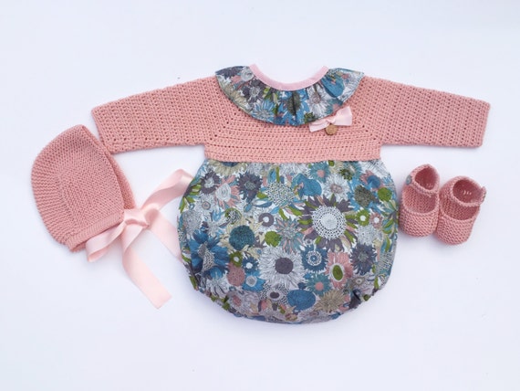 Charlotte Ivory 3-Pc Set Romper with Bonnet main image 1