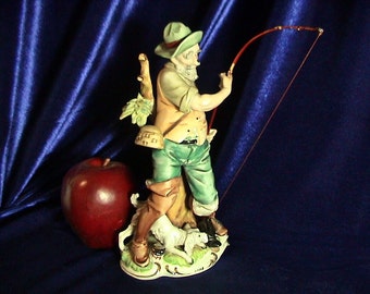 Rare Mid Century Lipper and Mann Figurine, Old Fisherman and His Dog, Free Shipping (187)