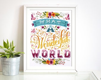 Wonderful World - Modern Cross Stitch Pattern (Digital Format - PDF)