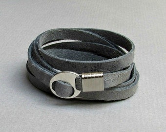 Men's Leather Bracelet, Wrap Bracelet Cuff, Unisex Bracelet, Adjustable to your wrist