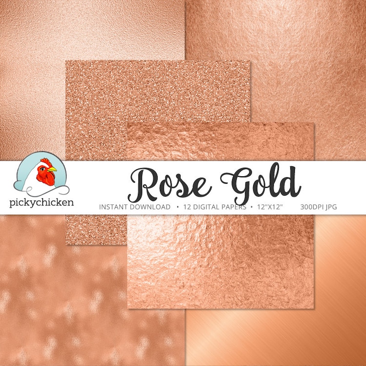 Rose Gold Digital Paper rose gold paper rose gold by pickychicken