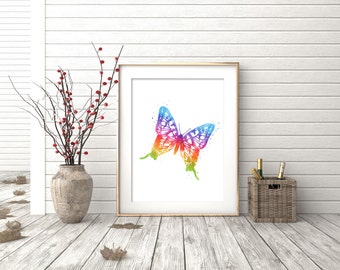 Butterfly Print - Watercolor Butterfly Print - Butterfly Art - Butterfly Watercolor Art - Butterfly Decor - Watercolor Prints