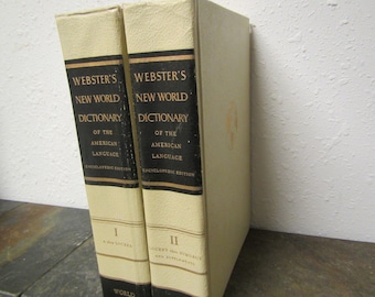 1960 WEBSTER'S New WORLD DICTIONARY of the American Language 2 volume set ** Illustrated ** mid century