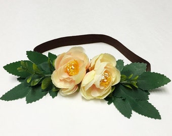 Soft Pinkish Ivory Peony Infant/Toddler Flower Crown Halo