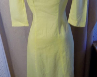 1910? Yellow Cotton Dress, Small, Bust 34"