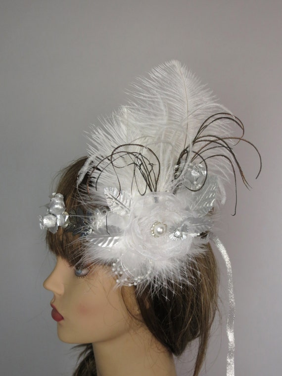 White Silver Headband Kentucky Derby by LadyHatsBoutique on Etsy