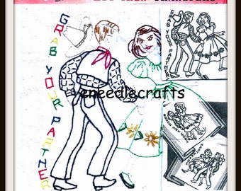 Vintage Hand Embroidery Motifs - Iron On Transfers - Western Designs For Towels Or Quilts - On Instant Download