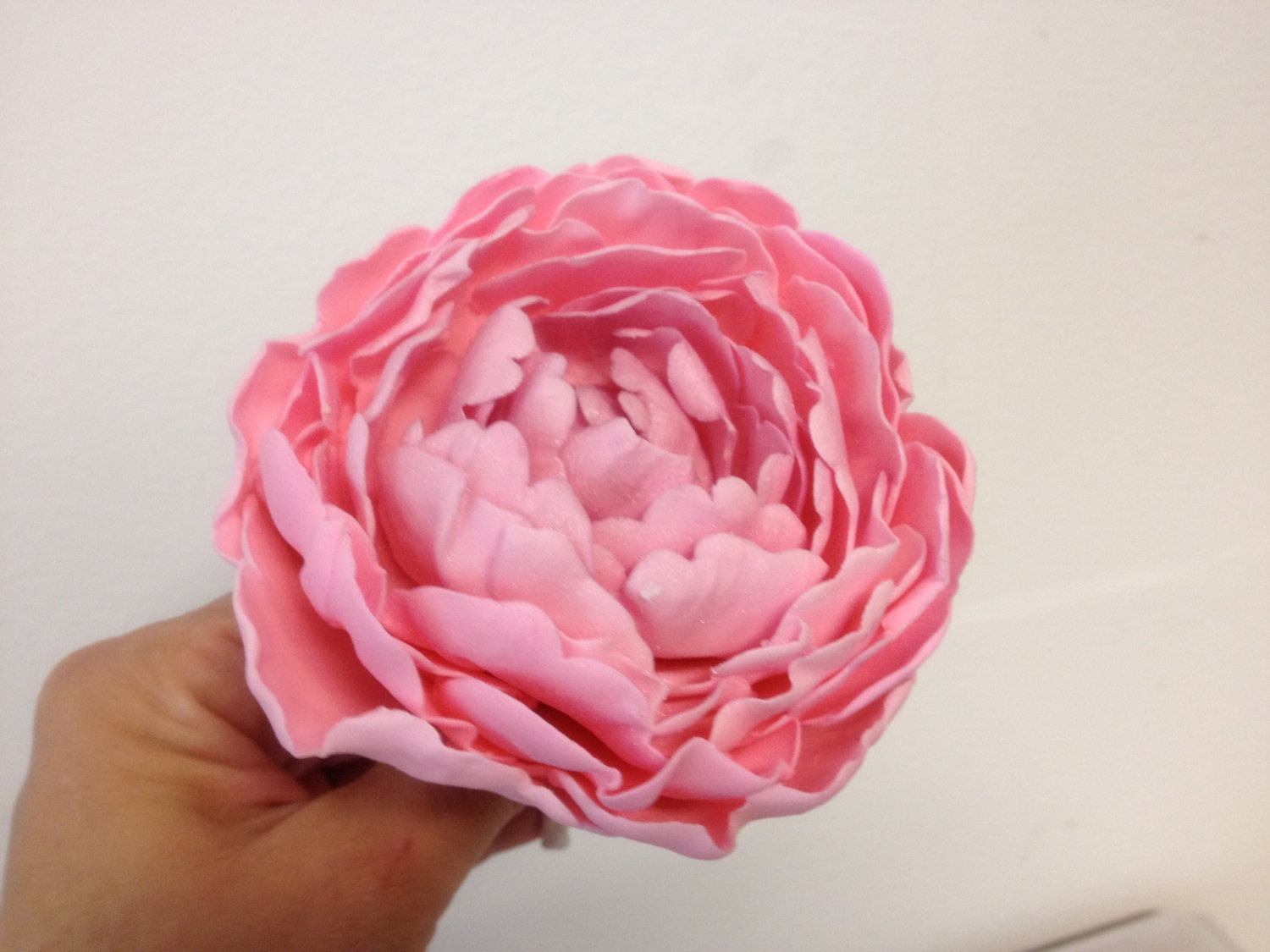 Pink sugar peony. Gum paste Peony. Fondant peony. Sugar flower