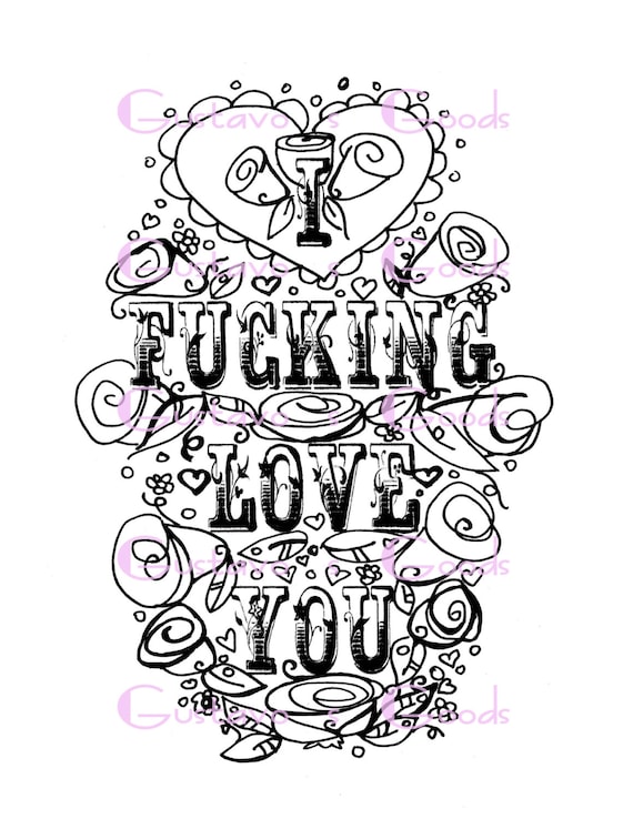 Adult Coloring Page Valentine\u002639;s Day Curse swear sheet