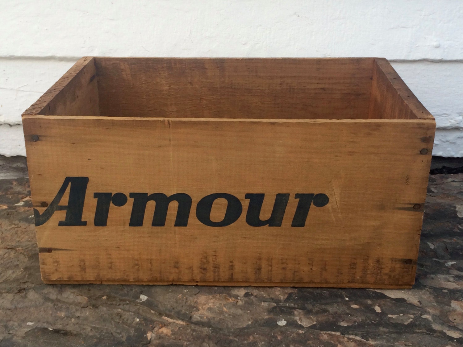 meat crate Armour corned beef wood crate wooden crate