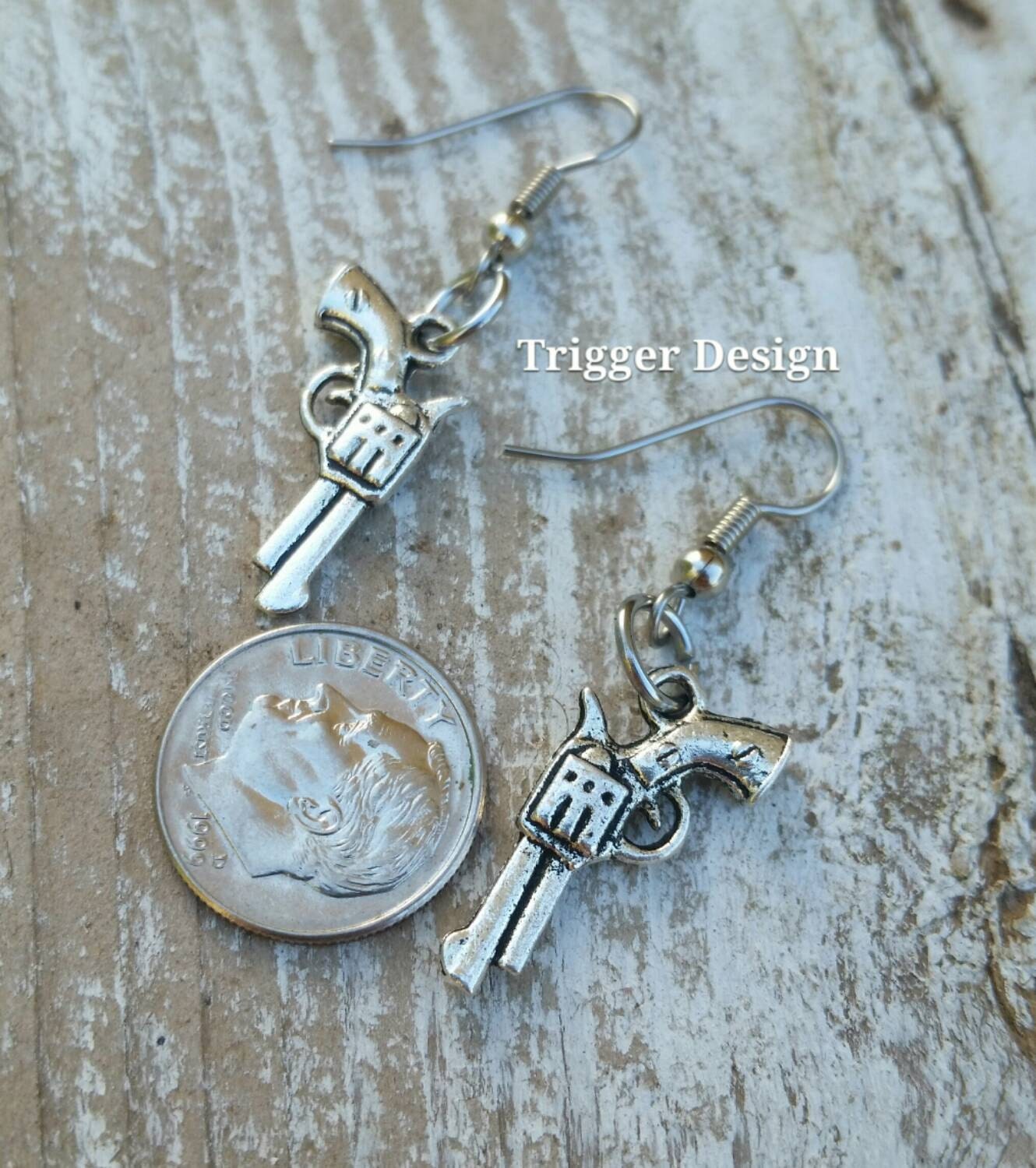 Pistol Dangle Earrings
