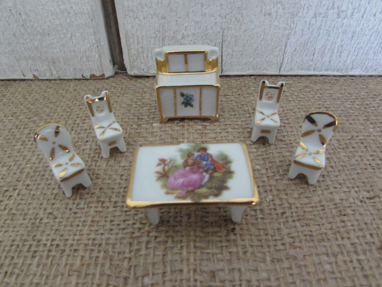 Vintage Limoges France Doll House Miniature Furniture, Vintage Limoges
