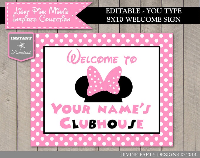 SALE INSTANT DOWNLOAD Light Pink Mouse Editable Printable Birthday Party Package / Light Pink Mouse Collection / Item #1800
