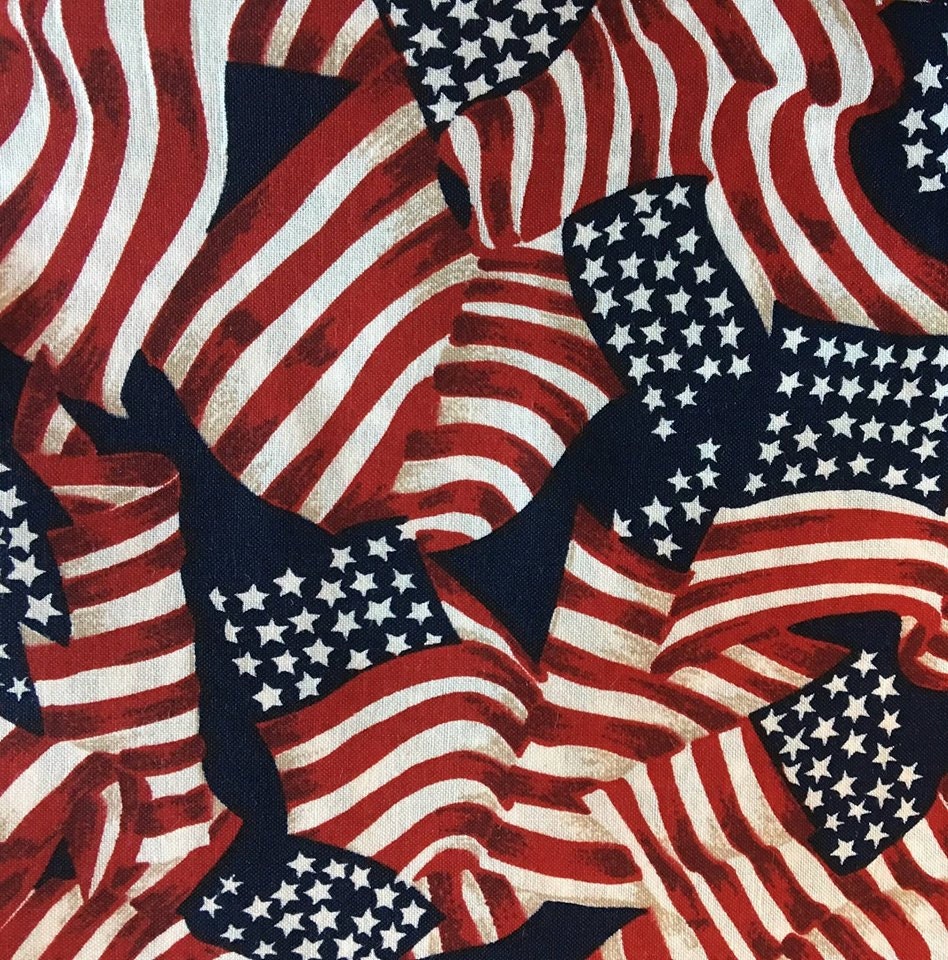 American USA Flag Fabric Five 6 Cotton Fabric Block