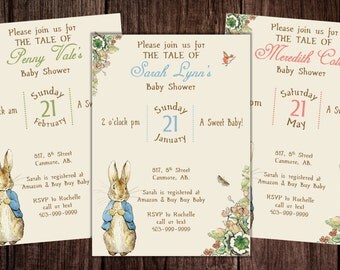 Printable Peter Rabbit Baby Shower, story book baby shower invitation, Peter Rabbit Birthday