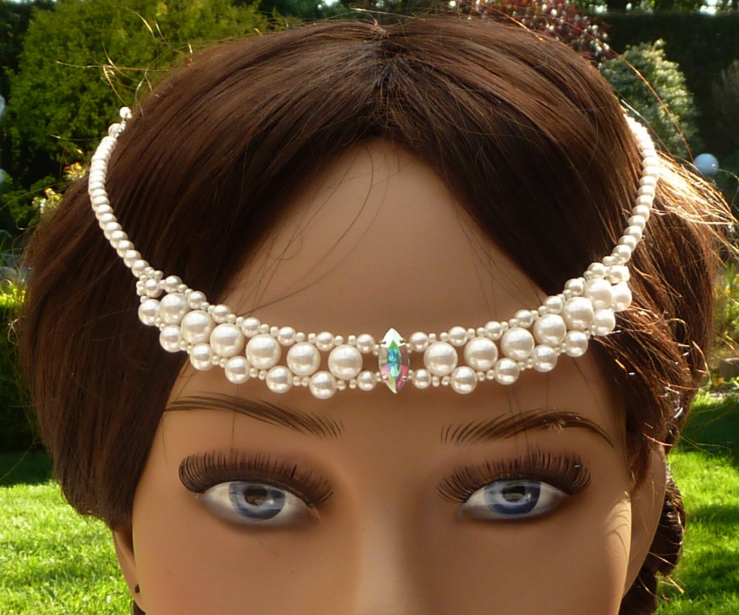 Bridal forehead jewelry headdress headpiece white shell