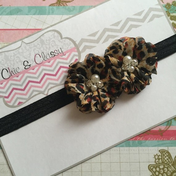 Baby girl headband leopard print headband newborn by chicnclassy