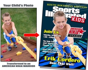 American Ninja Warrior Birthday American Ninja Warrior Invitations American Ninja Warrior Party Sports Illustrated Invite Sports Birthday
