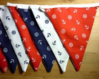 3.5m, Red, White & Blue, Anchor, Nautical Bunting