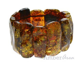 Bracciale Cavigliera In Ambra Baltica Naturale - Non Lucidato, Colore Cognac, Con Nodo Safetty E Certificato
