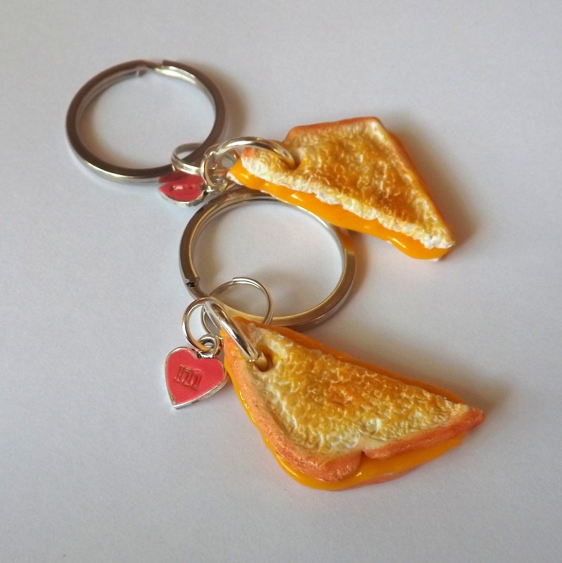 Grilled Cheese Keychains Personalized Best by PitterPatterPolymer