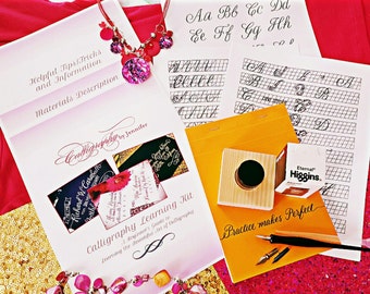 Calligraphy Learning Kit - Learn Calligraphy, Calligraphy Kit, Calligraphy Worksheets, Calligraphy Supplies