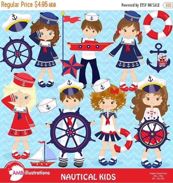 80%OFF Nautical clipart Nautical kids clipart by AMBillustrations