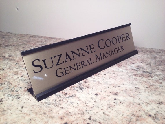 Personalized Desk Name plate nameplate Gold with Black Metal